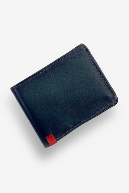 LEATHER WALLET NAVY - RED